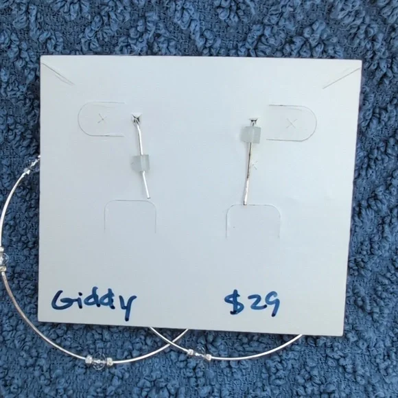 Premier Designs Silver Beaded Hoop Earrings - Picture 2 of 2